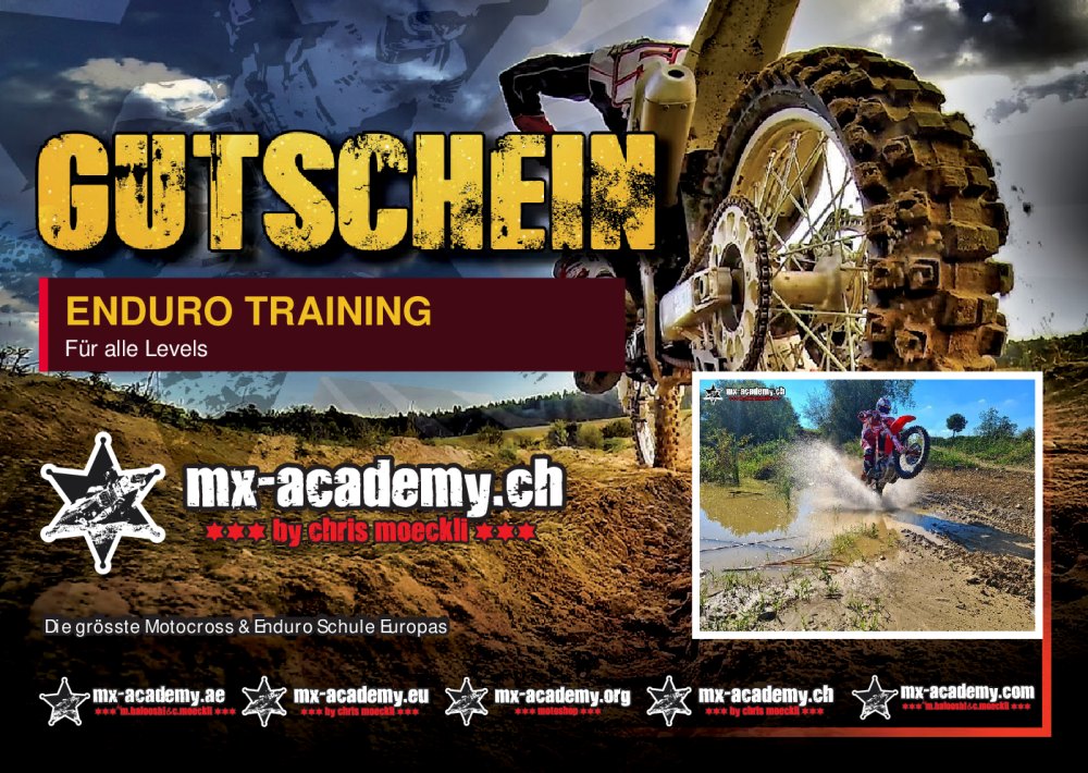 Enduro Training Gutschein der MX-Academy – Vorderseite