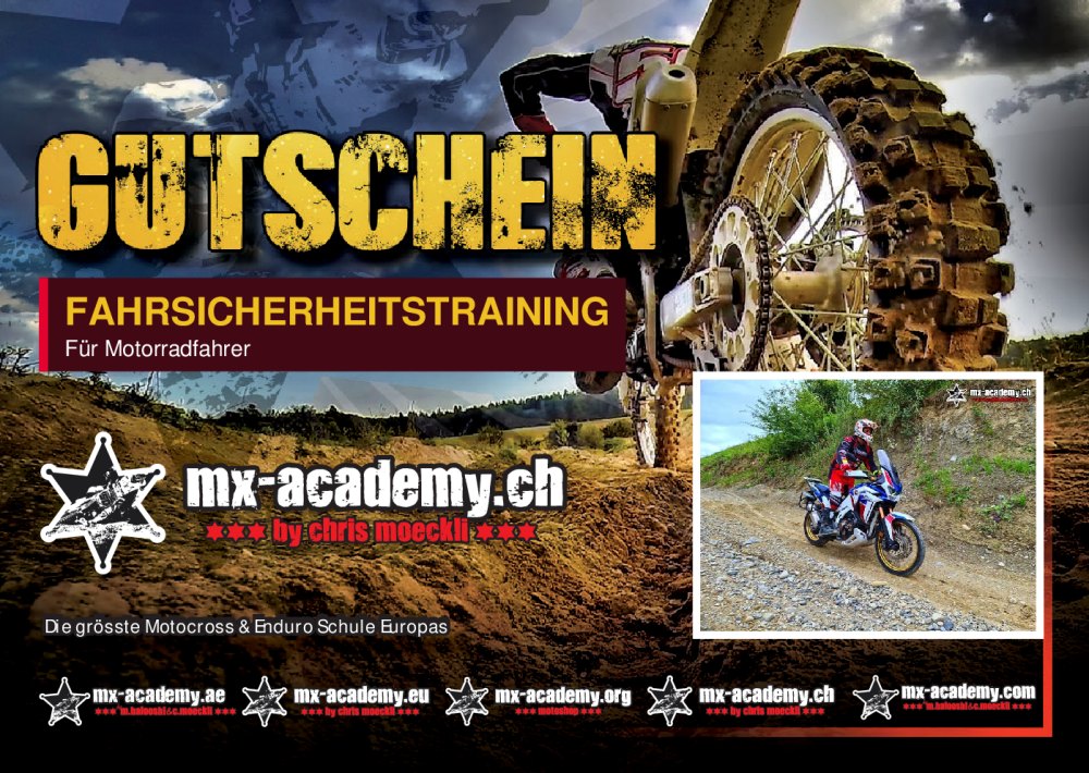 Fahrsicherheitstraining Gutschein der MX-Academy – Vorderseite