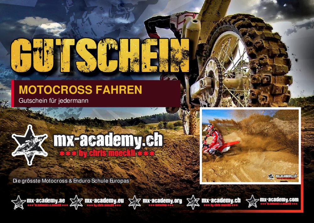Motocross fahren Gutschein der MX-Academy – Vorderseite