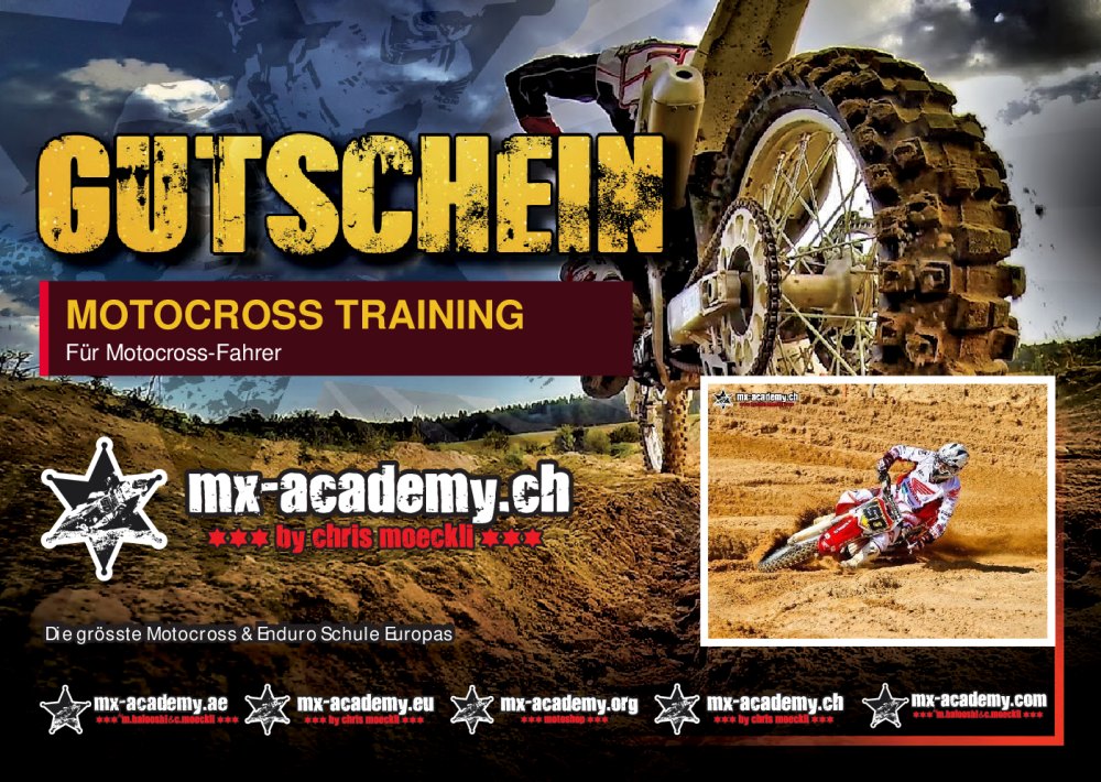 Motocross Training Gutschein der MX-Academy – Vorderseite