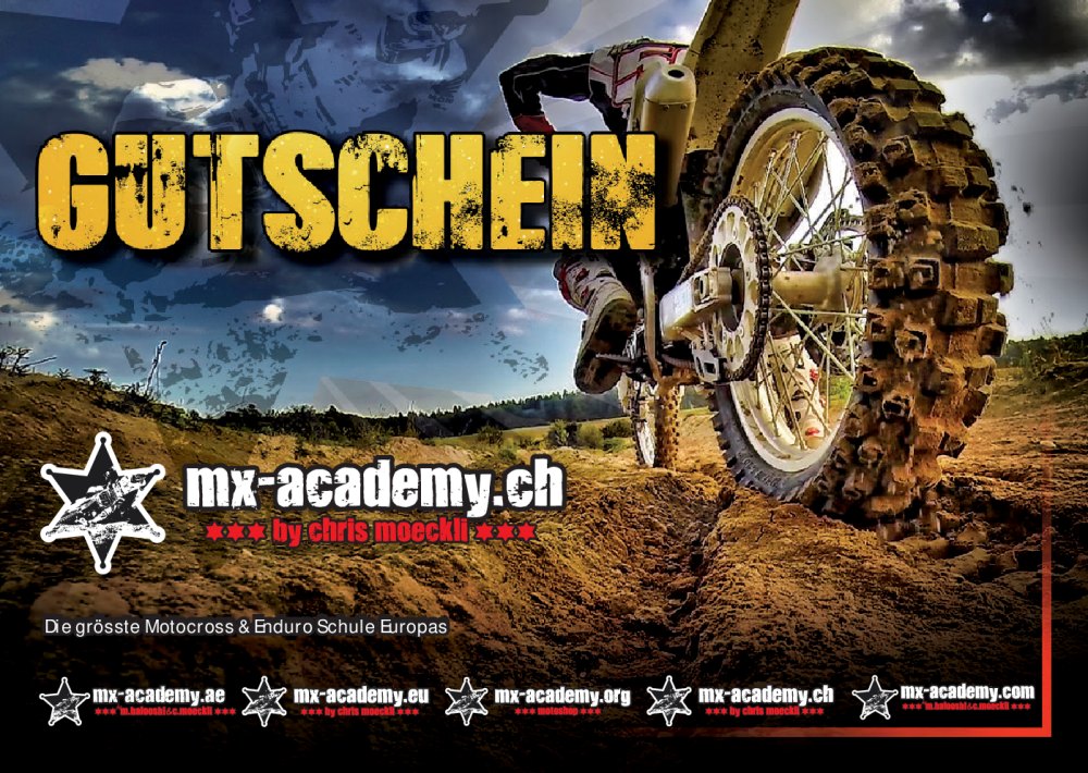 Motocross Gutschein der MX-Academy – Vorderseite