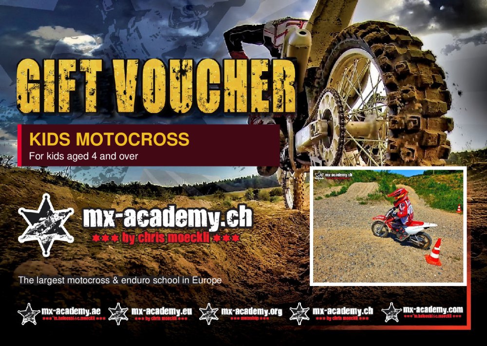 Kids motocross gift voucher from MX-Academy – front