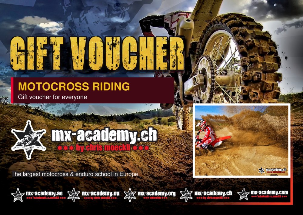 Motocross riding gift voucher from MX-Academy – front