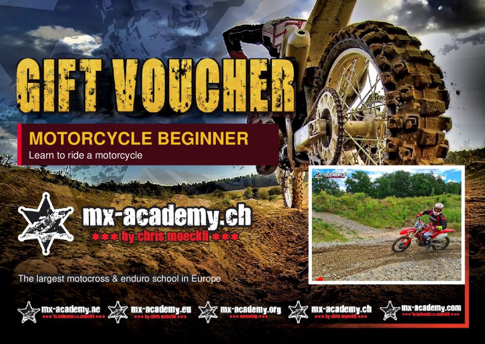 Vale regalo de moto para principiantes de la MX-Academy – anverso