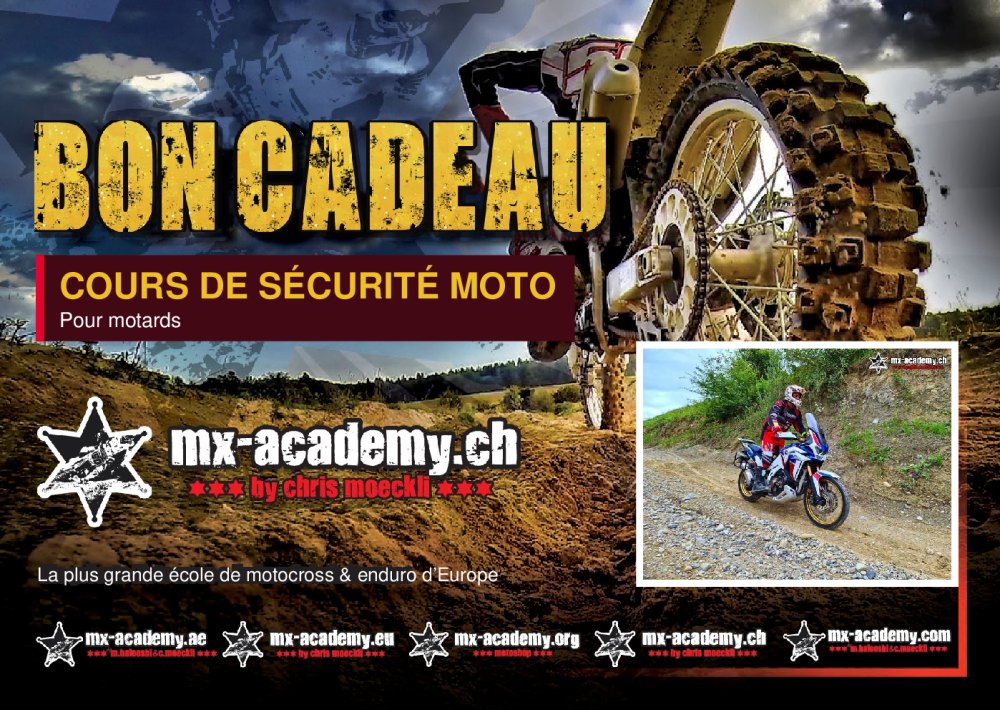 Vale regalo para el curso de conducción segura en moto de la MX-Academy – anverso
