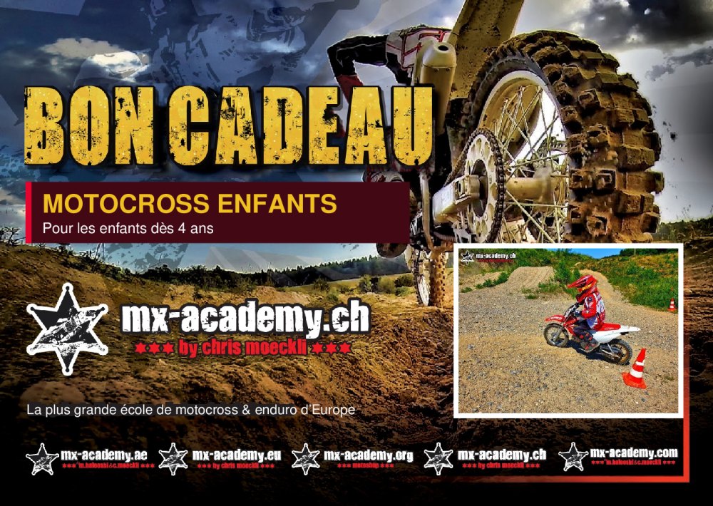 Vale-presente de motocross para crianças da MX-Academy – frente
