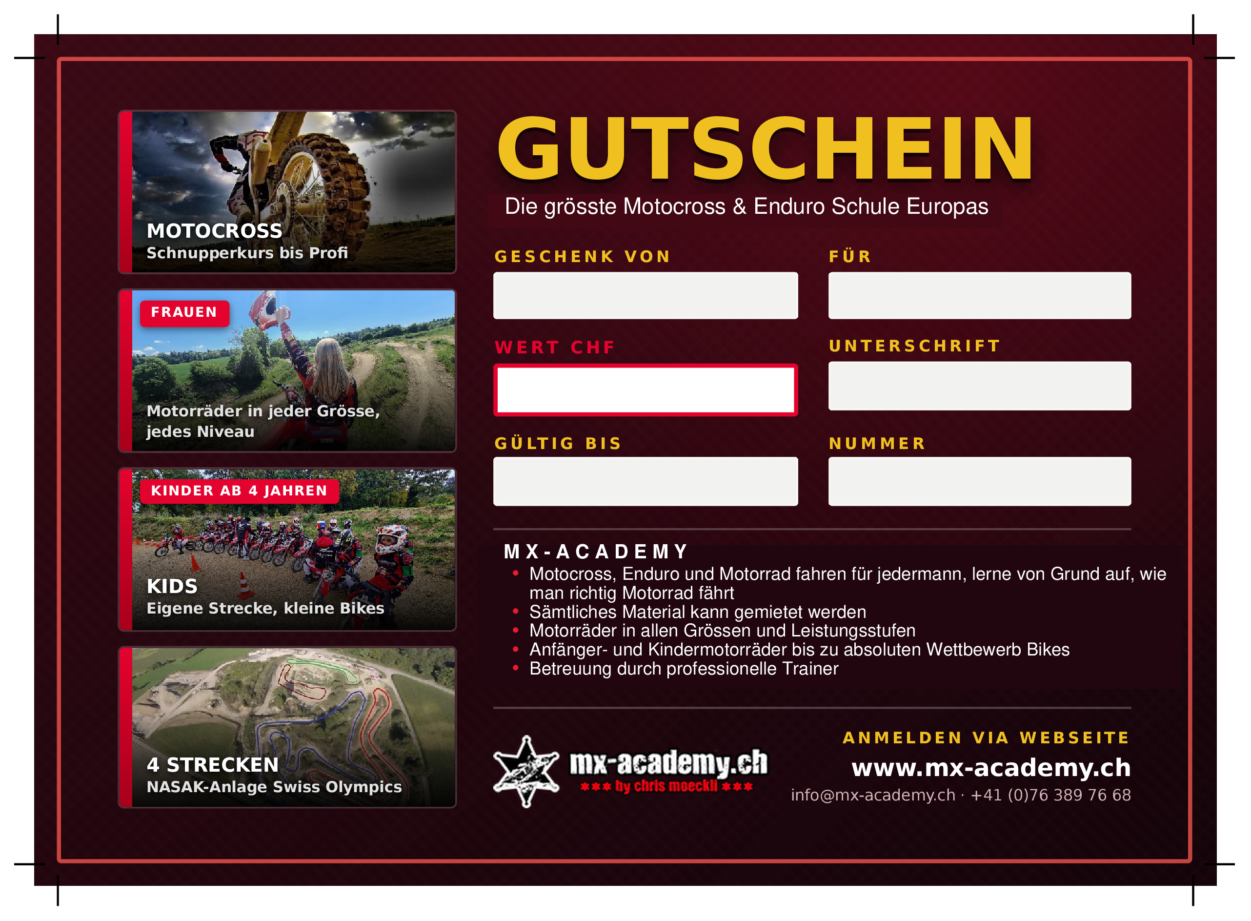 Motocross Gutschein der MX-Academy – Rückseite