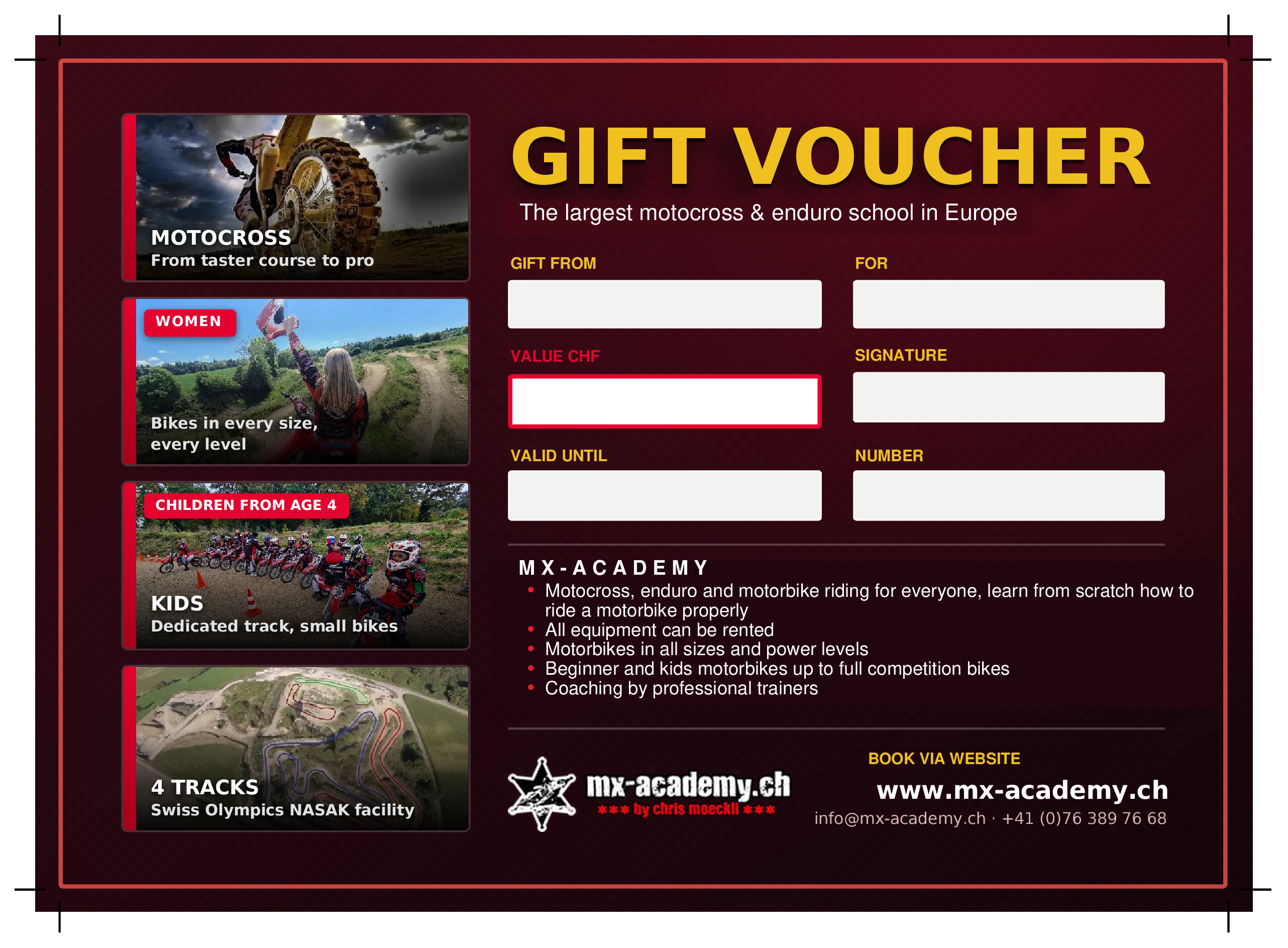 MX-Academy motocross gift voucher – back
